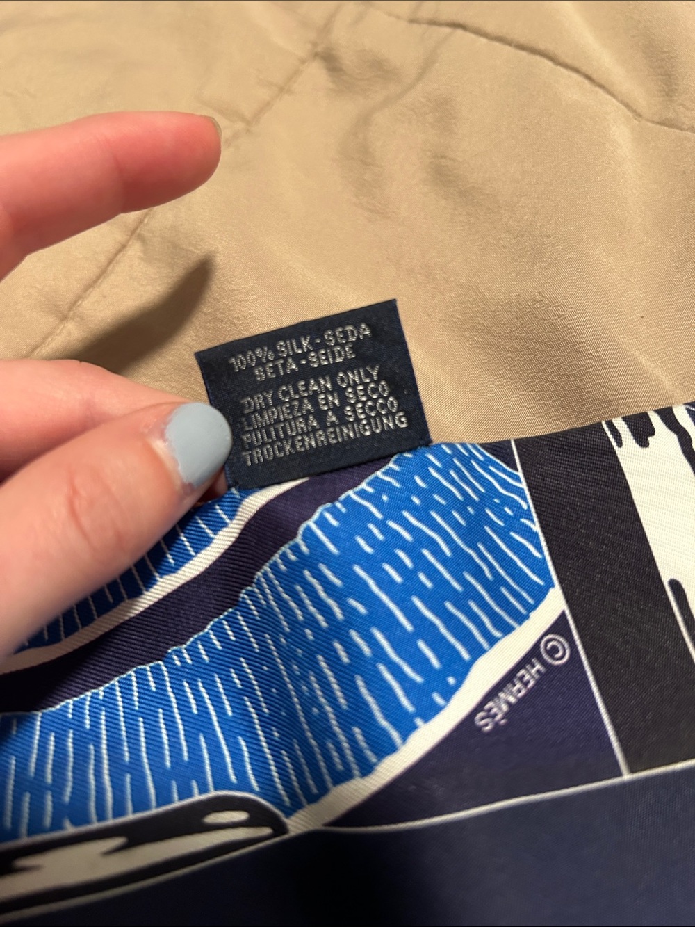 Hermes Orange Round Box with Blue & White Striped Hair Scarf - Picture 6 of 8